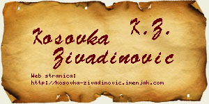 Kosovka Živadinović vizit kartica